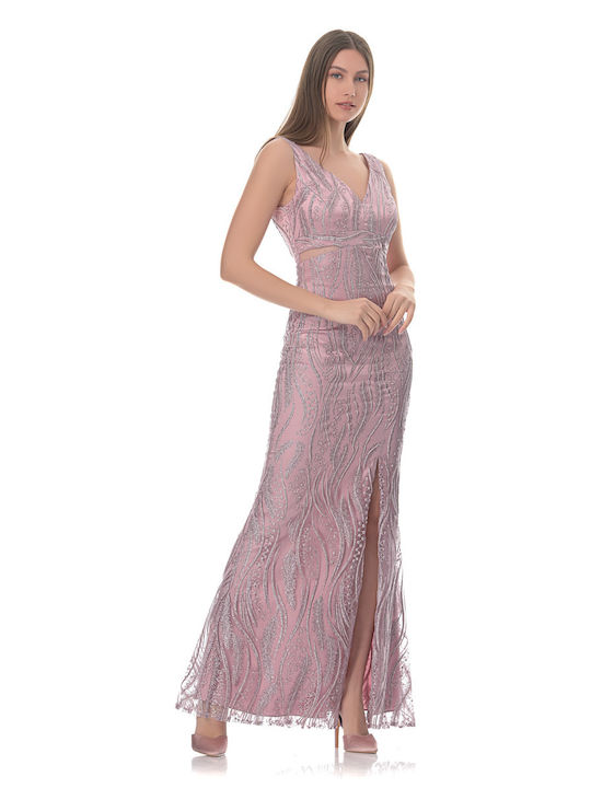 Farmaki Maxi Φόρεμα για Γάμο / Βάπτιση Ροζ