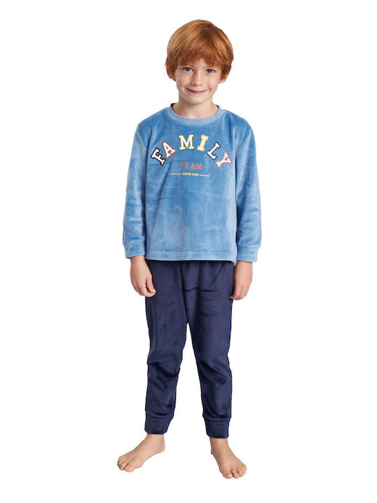 Muydemi Παιδική Πιτζάμα Χειμωνιάτικη Fleece Γαλάζια