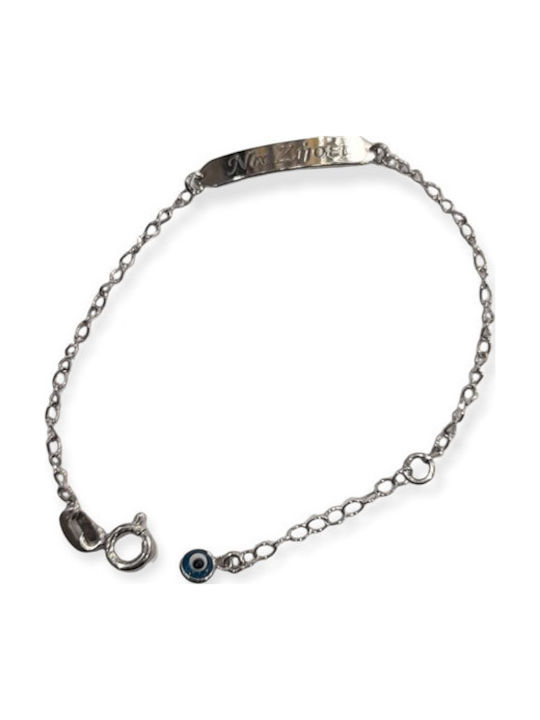 Prince Silvero Kids Bracelet ID from Silver with Evil Eye