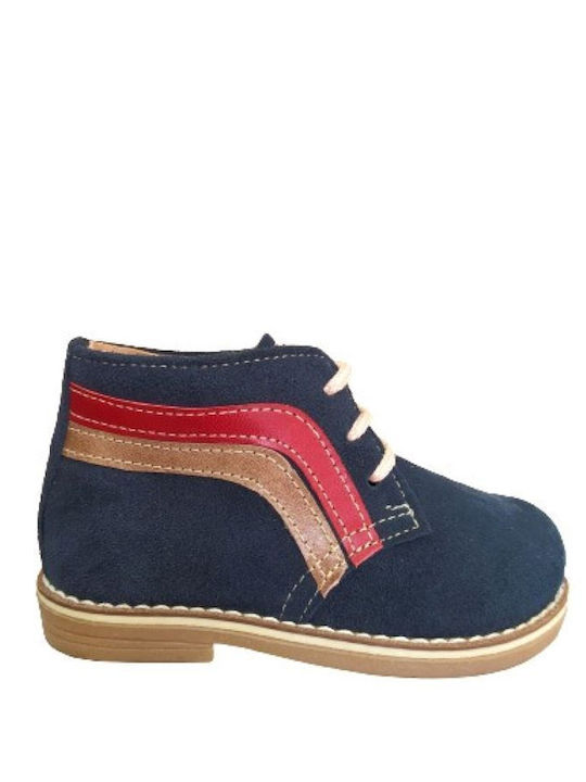 Anatomisch Suede Kinderstiefeletten mit Schnürsenkeln Blau