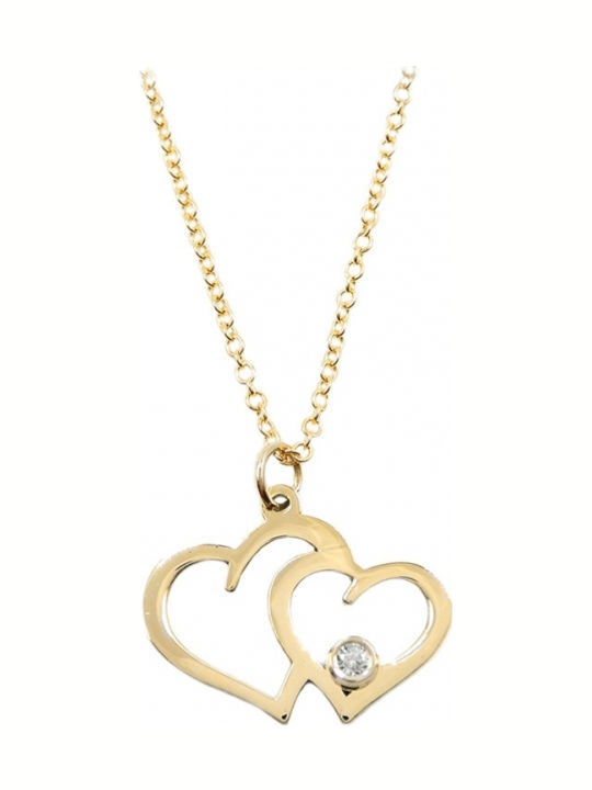 Personal Jewel Necklace with design Heart from Gold 14K with Diamond