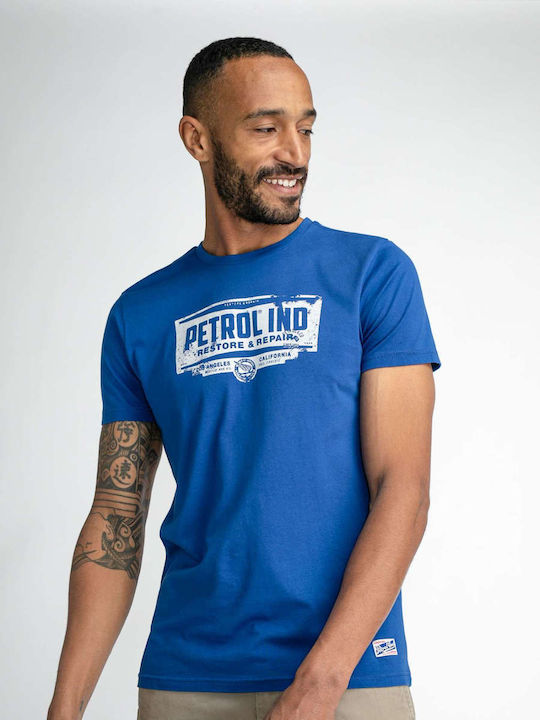 Petrol Industries T-shirt Bărbătesc cu Mânecă Scurtă Albastru