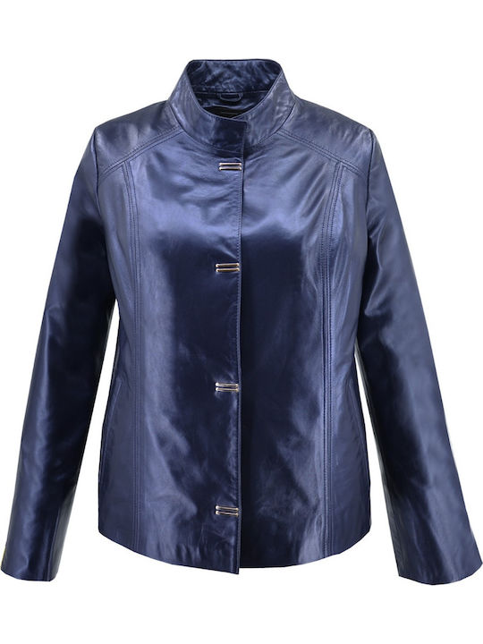 Dermatina 100 Blazer pentru femei Piele Sacou Albastru