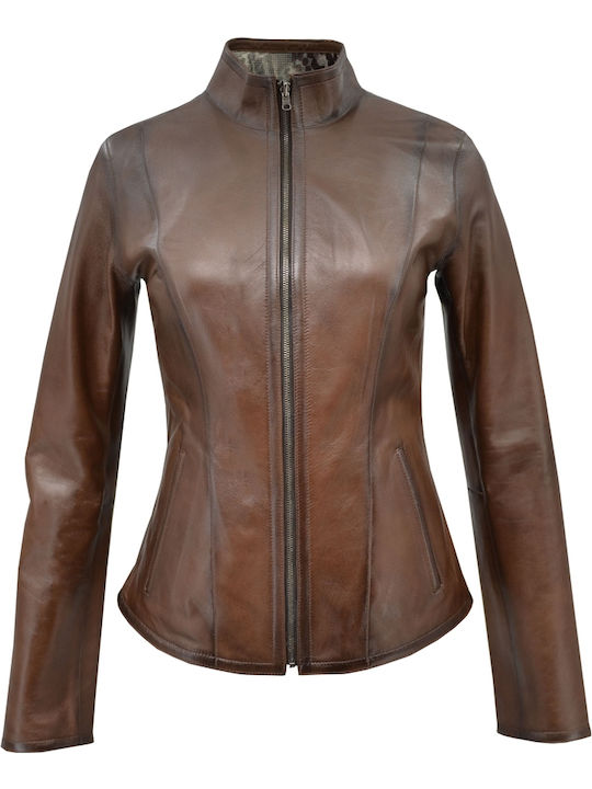 Dermatina 100 Damen Bikerjacke Braun