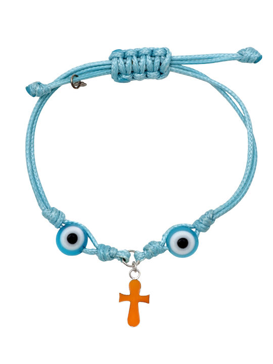 Woofie Kinderarmband Makramee aus Silber mit Böses Auge & Σταυρό