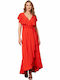 Anna Raxevsky Summer Maxi Dress Wrap Red