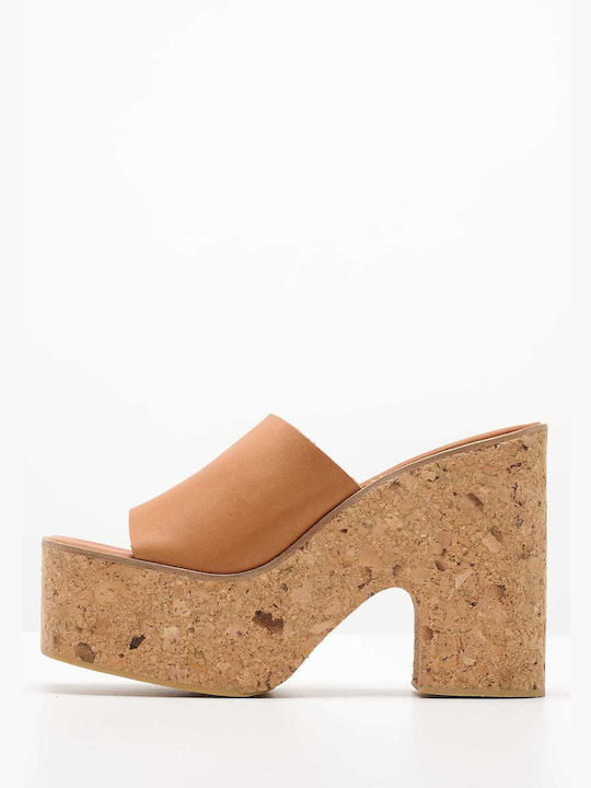 Jeffrey Campbell Chunky Heel Piele Mules Tabac Brown