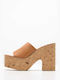 Jeffrey Campbell Chunky Heel Leather Mules Tabac Brown