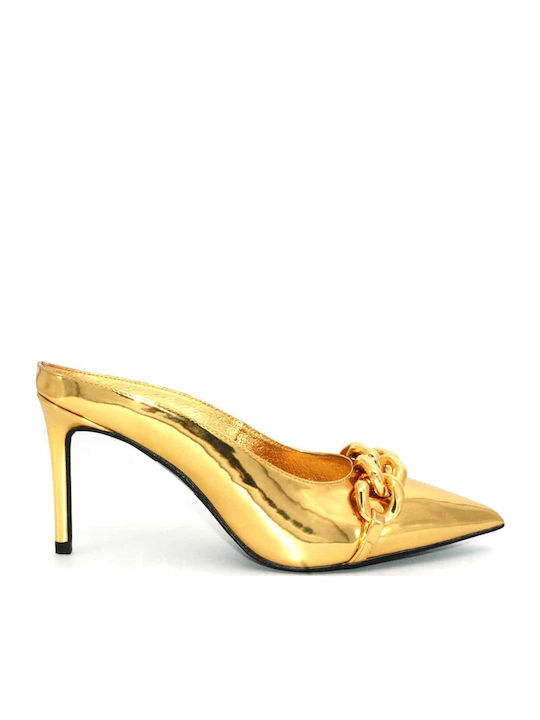 Jeffrey Campbell Leather Mules Gold 0101003457
