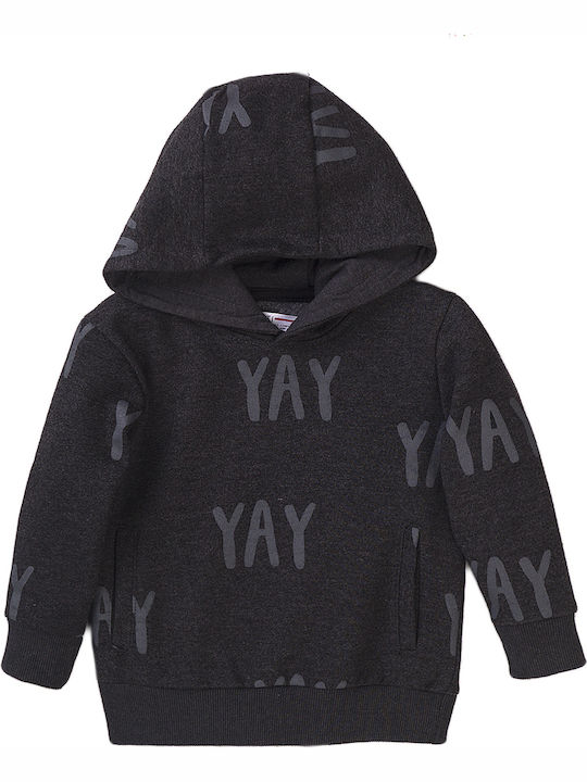 Minoti Kids Sweatshirt with Hood and Pocket Gray