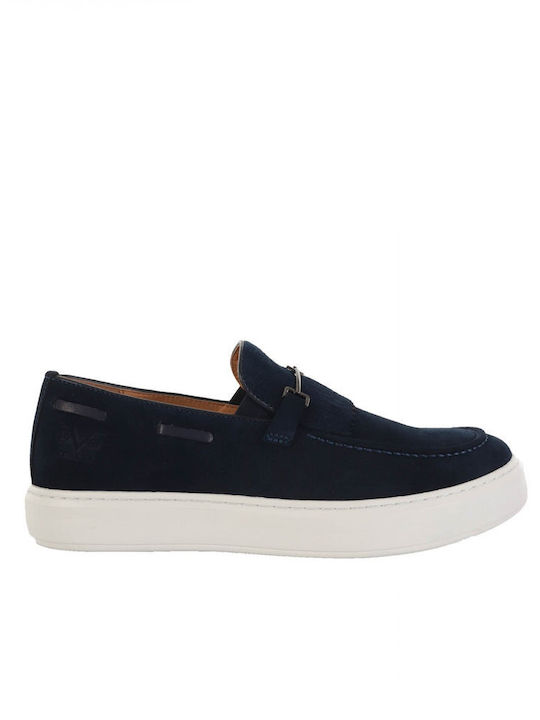 19V69 Men's Suede Loafers Blue