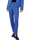 Women's High-waisted Fabric Trousers Blue
