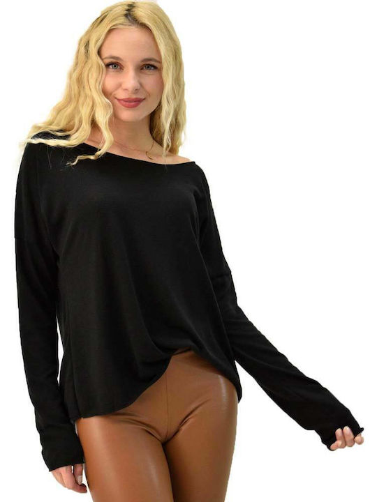 First Woman Damen Langarm Pullover Schwarz