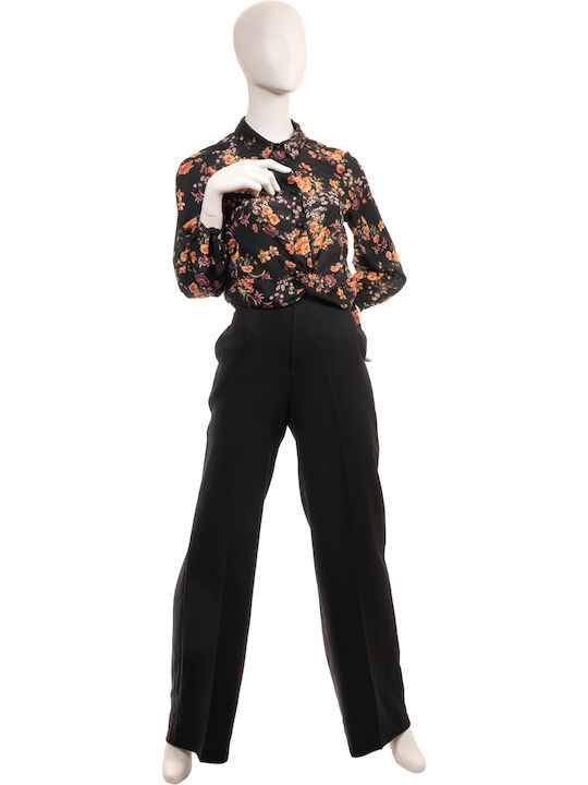 Pentru Femei Bluză Mânecă lungă Floral Neagră