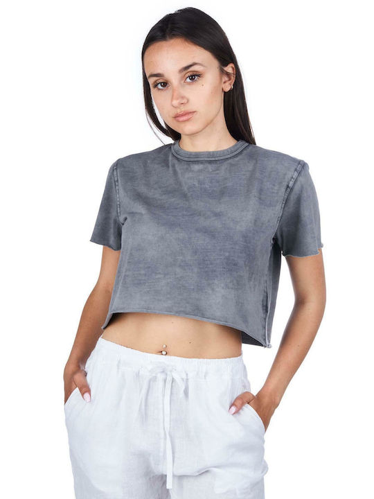 Crossley Γυναικείο Crop T-shirt Γκρι