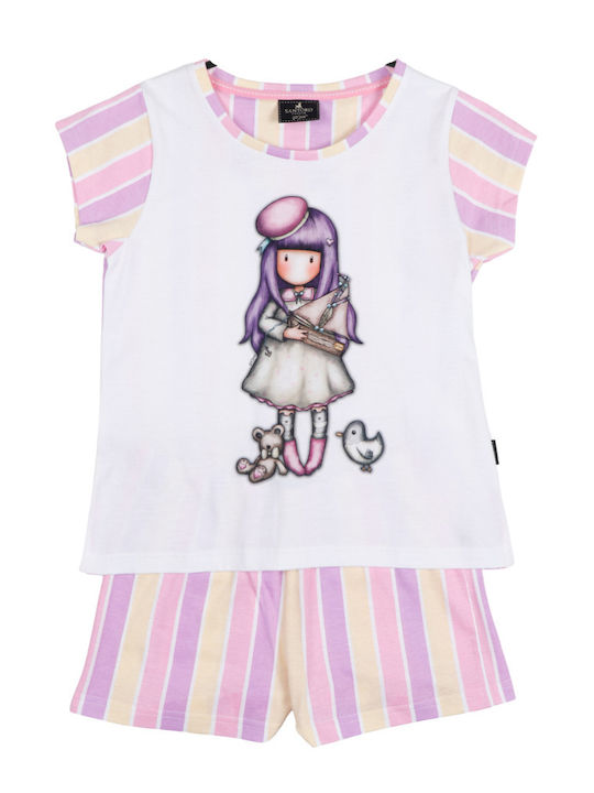 Admas Kids Pyjamas Summer White-Pink