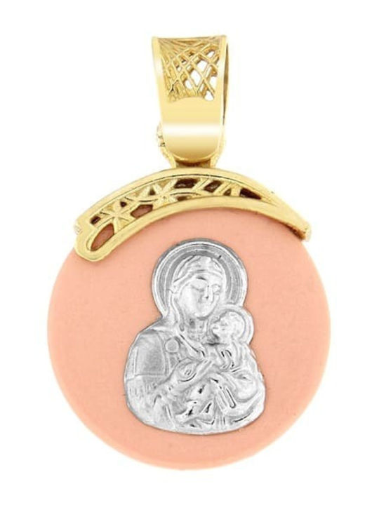 Eforo Pendant Kids Talisman with the Virgin Mary made of Gold 14K PA11400044