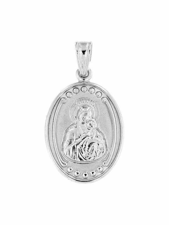 Eforo Pendant Kids Talisman with the Virgin Mary made of White Gold 14K PA11200001