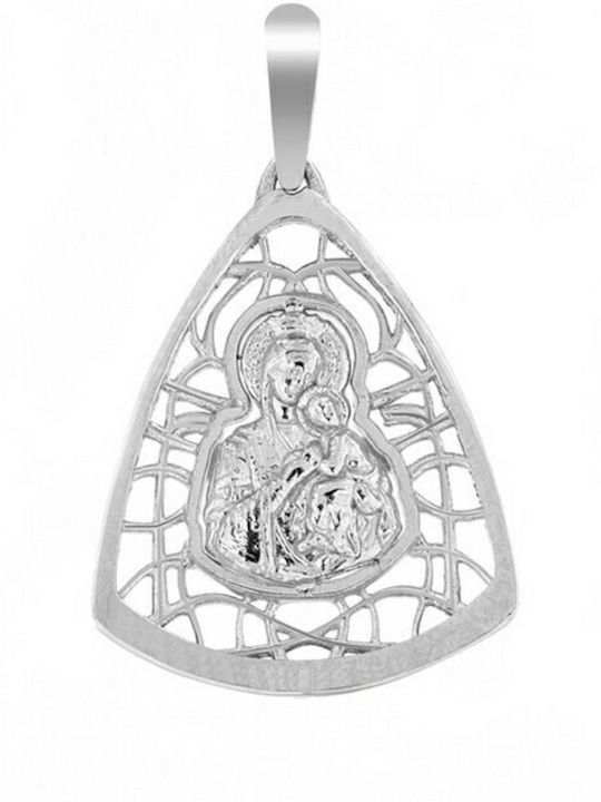 Eforo Pendant Kids Talisman with the Virgin Mary made of White Gold 14K PA11200015