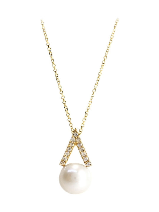 Art d or Necklace from Gold 9 K with Pearls