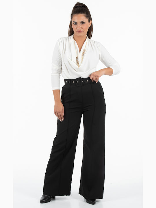 Korinas Fashion Γυναικείο Υφασμάτινο Παντελόνι με Λάστιχο Μαύρο