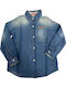 Kinder Hemd Langarm Denim Blau