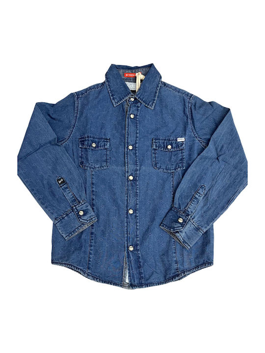 Copii Cămașă Cu mânecă lungă Denim Albastru