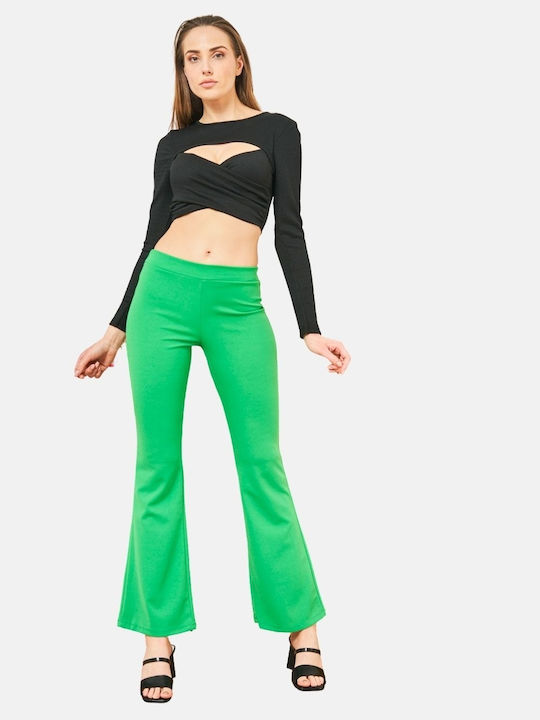 InShoes Γυναικείο Crop Top Μακρυμάνικο Μαύρο