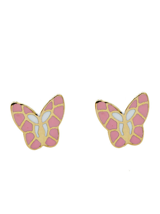 CHrysolithos Kinder Ohrringe Nieten Schmetterlinge aus Gold 14K