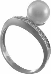 Paraxenies Women's Silver Ring with Pearl & Zircon