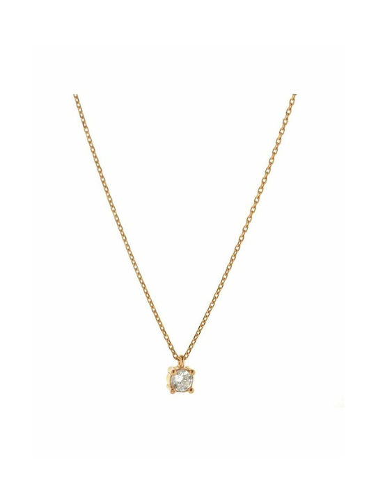 Paraxenies Necklace from Pink Gold Plated Silver with Zircon