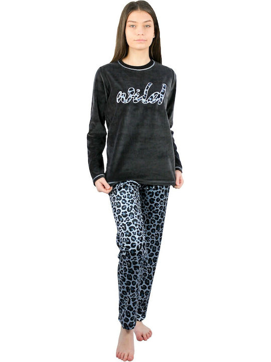 Galaxy Pijama pentru copii De iarnă Din bumbac Neagră Wild Galaxy Pijama pentru copii De iarnă Din bumbac Neagră Wild