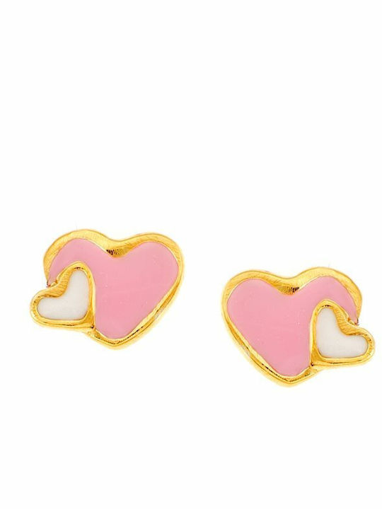 Paraxenies Gold Plated Kids Earrings Studs Hearts made of Silver