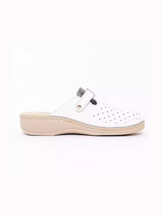 Vesna Leather Anatomic Clogs White