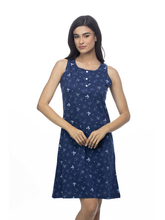 Galaxy Summer Cotton Women's Nightdress Blue
