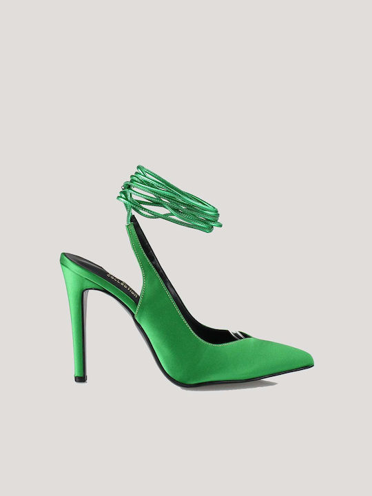 Ellen Leather Pointed Toe Stiletto Green High Heels