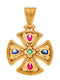 Gatsa Gatsa Charm Talisman Constantine with Stones from Gold Plated Silver with Zircon FY0554