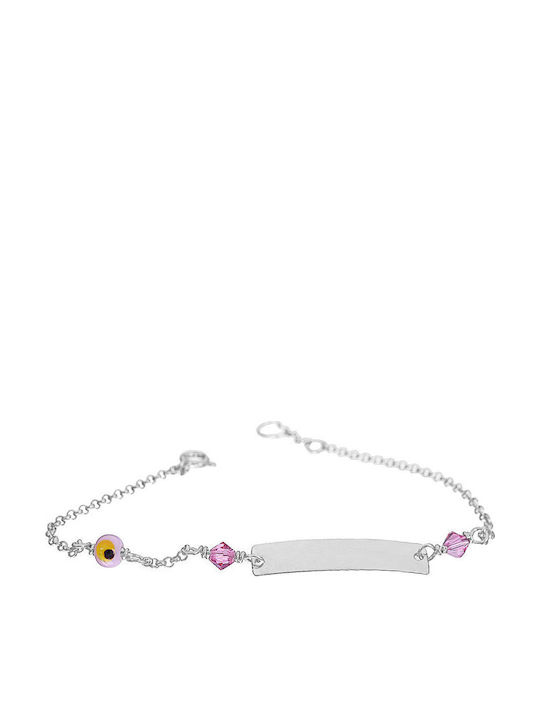 Gatsa Kids Bracelet ID from Silver with Evil Eye & Crown