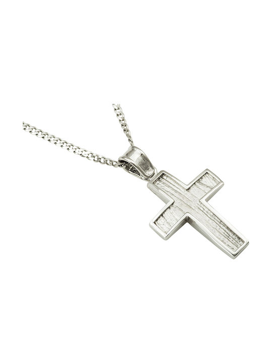 Kosmima Shop Men's White Gold Cross 9K