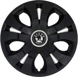 Jestic Capace De Roți Auto 15" Compatibilitate Skoda 4 Bucăți Negre 15-074-RING-BLACKX4SK