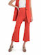 Women's Fabric Capri Trousers Red