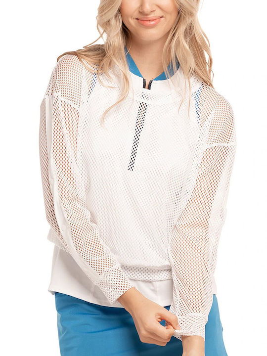 Lucky In Love Women's Athletic Blouse Long Sleeve White