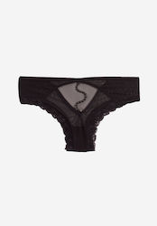 CottonHill Γυναικείο Sexy Slip με Πέρλες Μαύρο