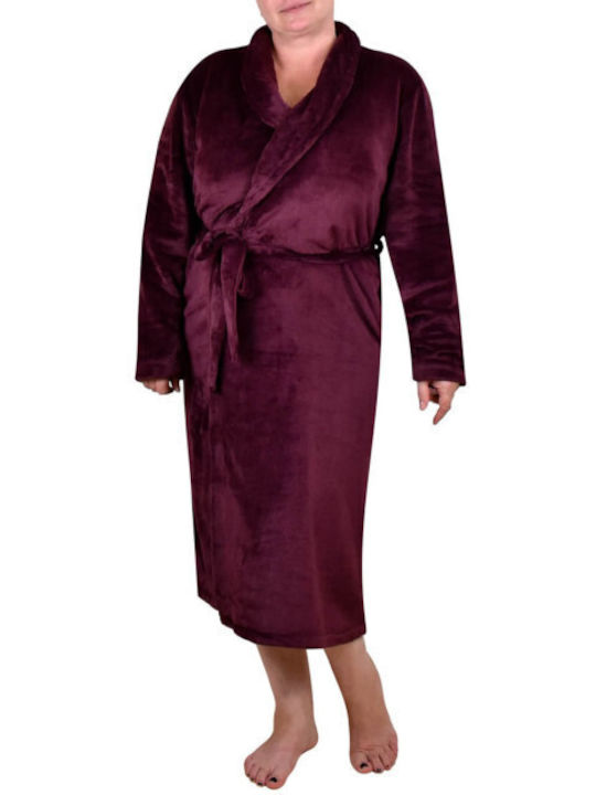 Relax Lingerie Winter Women's Fleece Robe Burgundy
