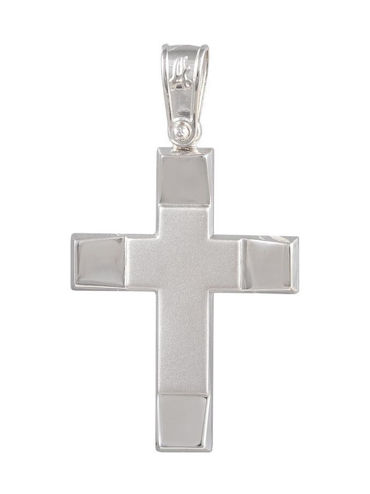 Men's White Gold Cross 14K