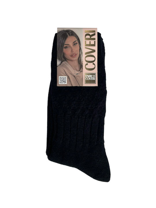 Enrico Coveri Women's Solid Color Socks Black.