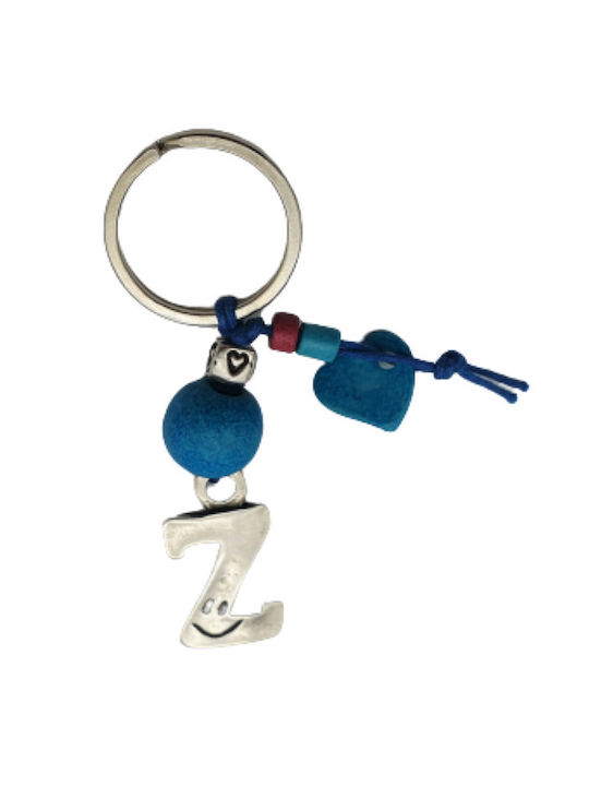 Handmade Keychain Metallic Monogram Blue