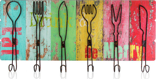 Evigri Wooden 6 Hooks 61x6x29cm