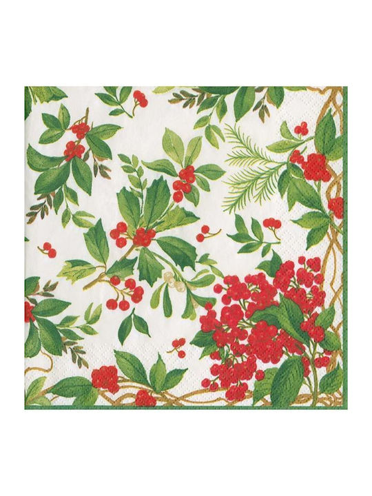 Caspari Christmas Napkins White L19xW19cm 1pcs