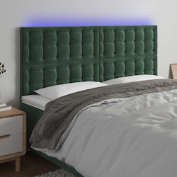 vidaXL LED Табла за Легло от Текстил, Тъмнозеле...
